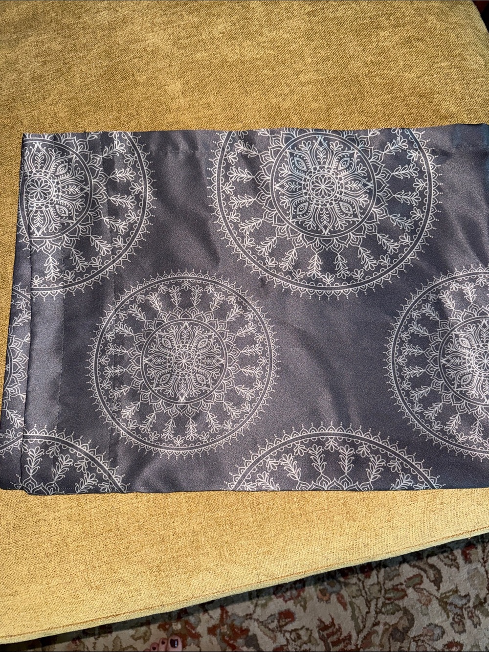 Decorative Grey Curtains with White Mandala Print